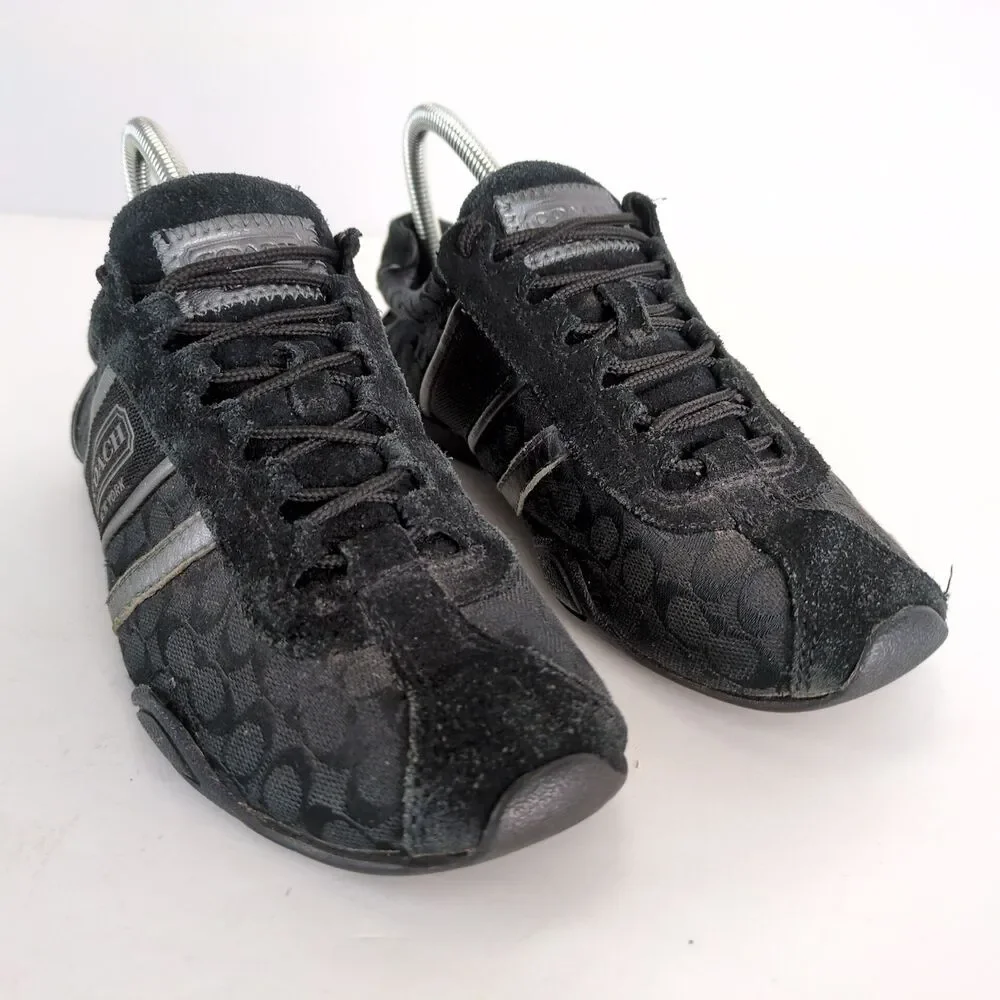 Coach Remonna Women's 8 Sneakers Driving Shoes Signature Jacquard & Black Suede - Picture 4 of 11